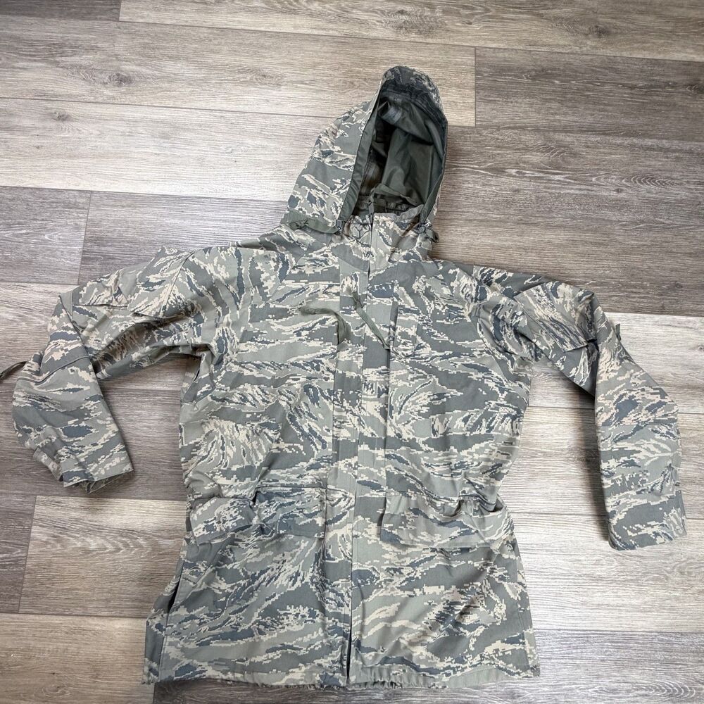 Propper Parka Jacket Mens Large Gray Camo Hooded Military Coat Water Resistant